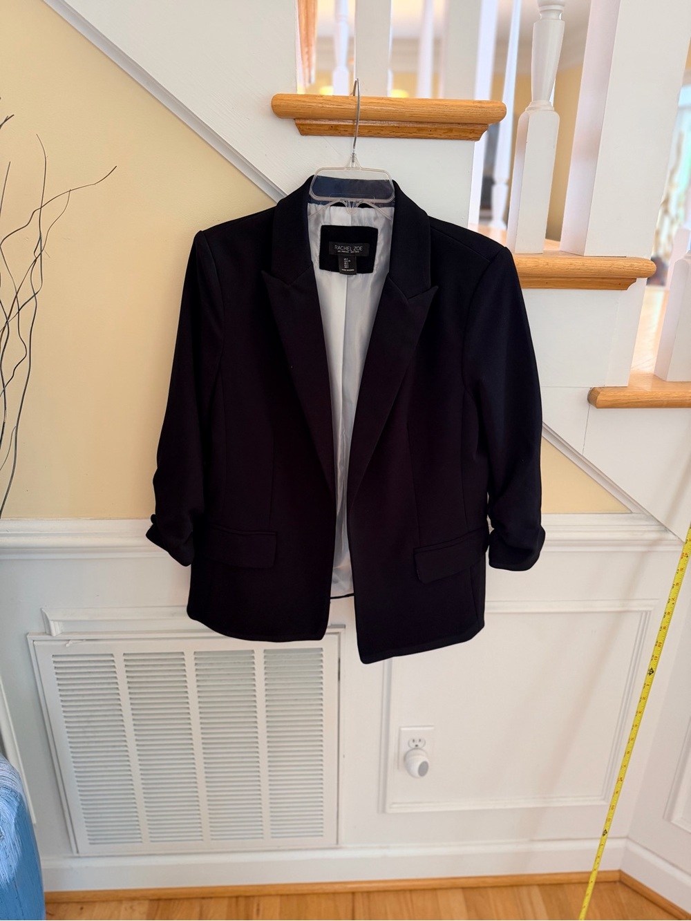 Ladies Size Large Rachel Zoe LA/NY Black Open-Front Tailored Blazer GUC